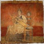 Artefakty - Kobieta grająca na kitharze_ fresk z willi P.Fanniusz Sinistora z Boscoreale_2.poł. I w.p.n.e.